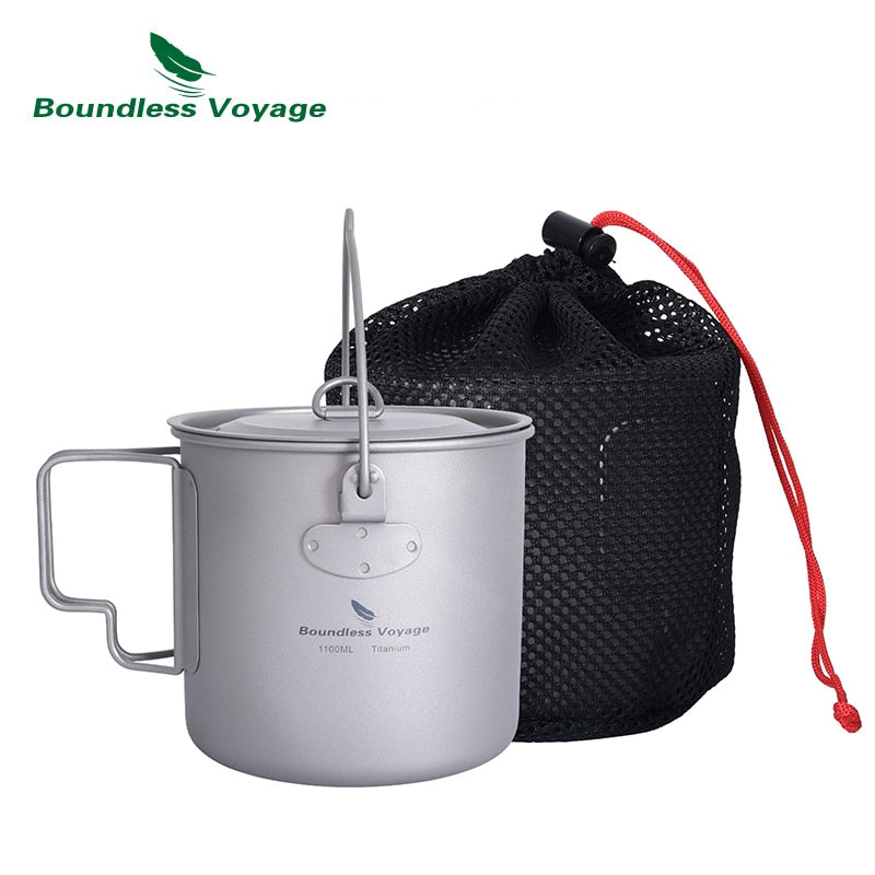 Boundless Voyage Camping Cup Titanium Mug Outdoor Pot Lightweight Cookware Picnic