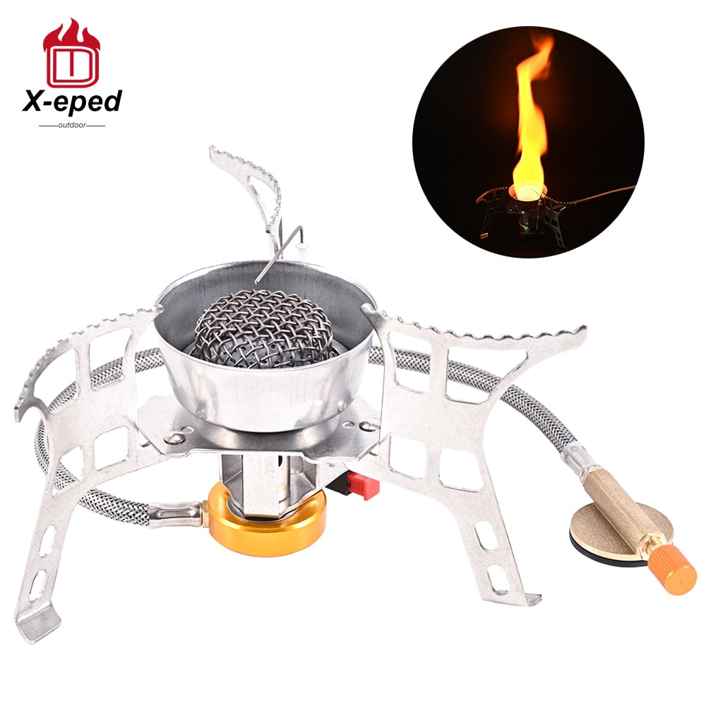 X-eped Camping Gas Stove Windproof Portable Outdoor Backpack Stove Folding Lighter