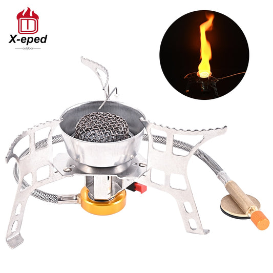 X-eped Camping Gas Stove Windproof Portable Outdoor Backpack Stove Folding Lighter