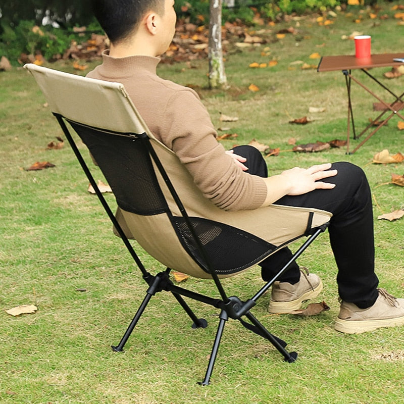 2 PCS Portable Ultralight Outdoor Folding Camping Chair Moon Chairs Tools