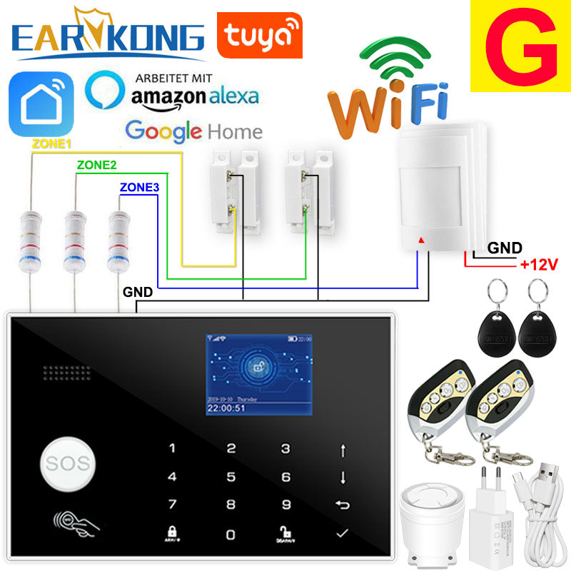 Wifi GSM Alarm System 433MHz Home Burglar Security Alarm Wireless Wired