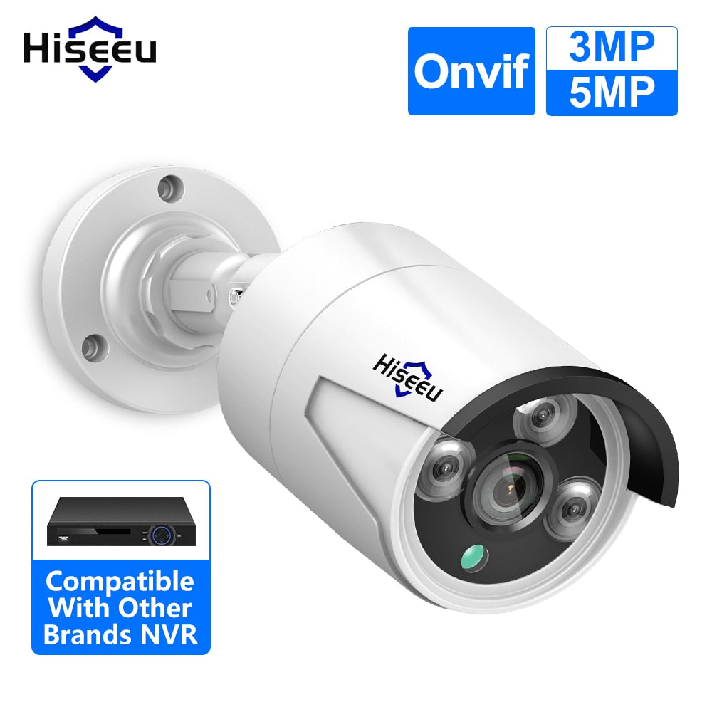 Hiseeu 5MP 3MP Audio IP Security Surveillance Camera POE H.265 Outdoor Waterproof