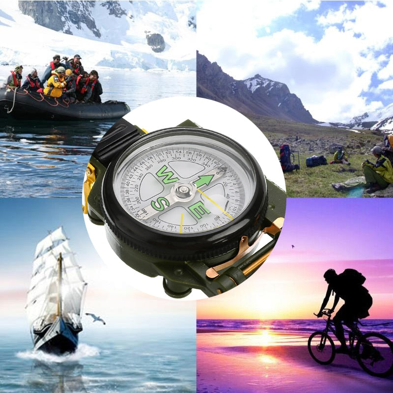 Portable Compass Military Outdoor Camping Folding Len Compass Army Green Hiking