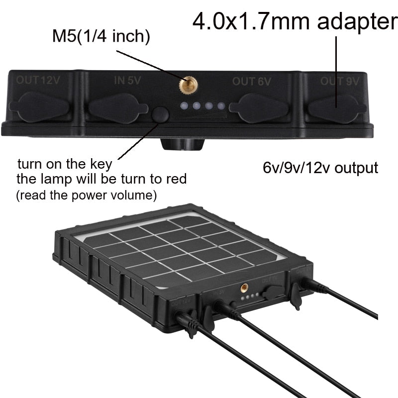 WG3000 Trail Cameras Solar Panel Charger 3000mAh Solar Power Supply Charger Battery