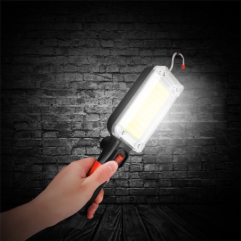 Portable Lantern Flashlight Power By 2*18650 Battery LED COB Magnetic Work Lighting