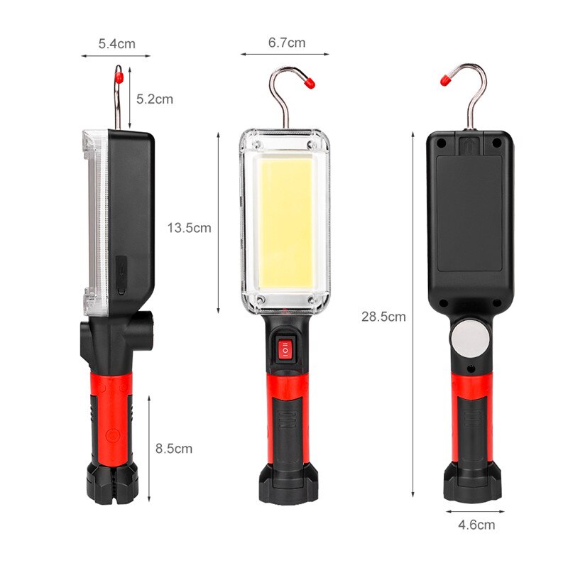 Portable Lantern Flashlight Power By 2*18650 Battery LED COB Magnetic Work Lighting