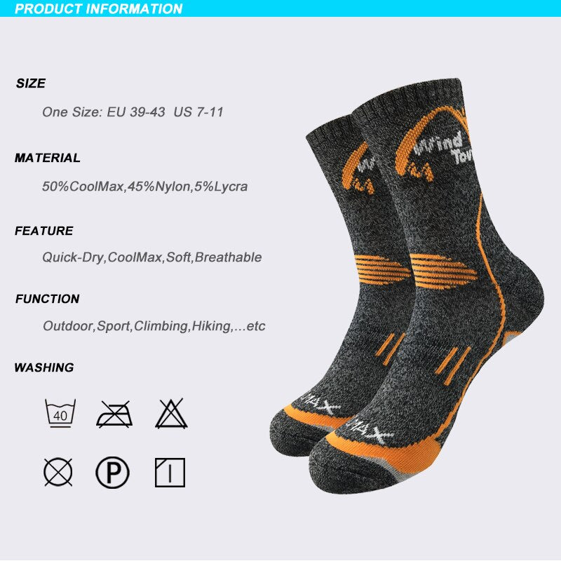 3Pairs Men's Coolmax Socks Men Outdoor Sock Hiking Quick-Drying sport socks Winter