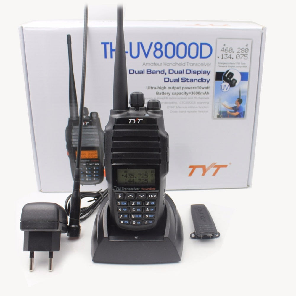 2PCS/Lot TYT TH-UV8000D 10W Dual band VHF UHF Radio with 3600mAh Battery