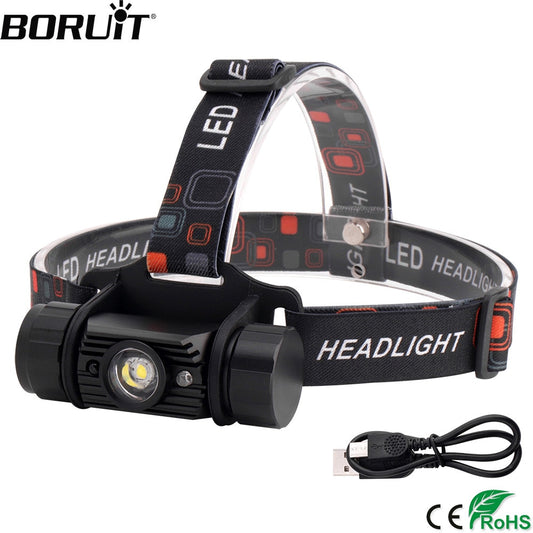 BORUiT RJ-020 XPE LED Induction Headlamp 1000LM Motion Sensor Headlight 18650