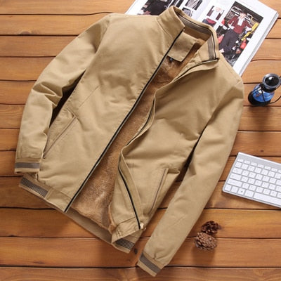 DIMUSI Autumn Mens Bomber Jackets Casual Male Outwear Fleece Thick Warm Windbreaker