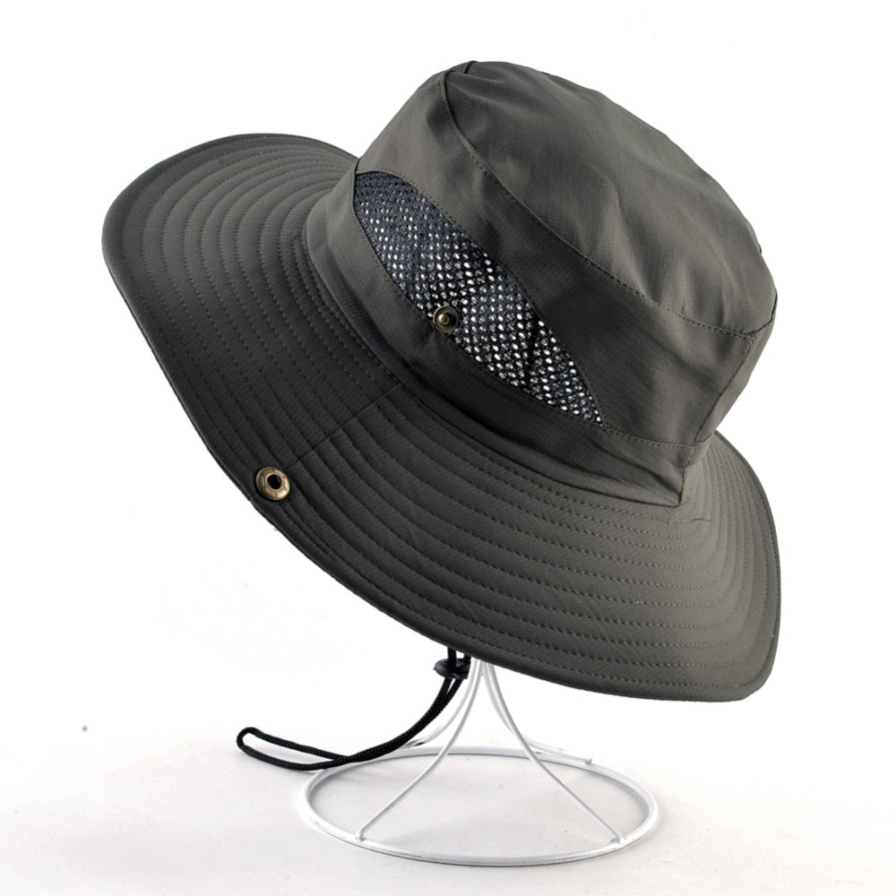 Solid color sun hats for men Outdoor Fishing cap Wide Brim Anti-UV beach caps women