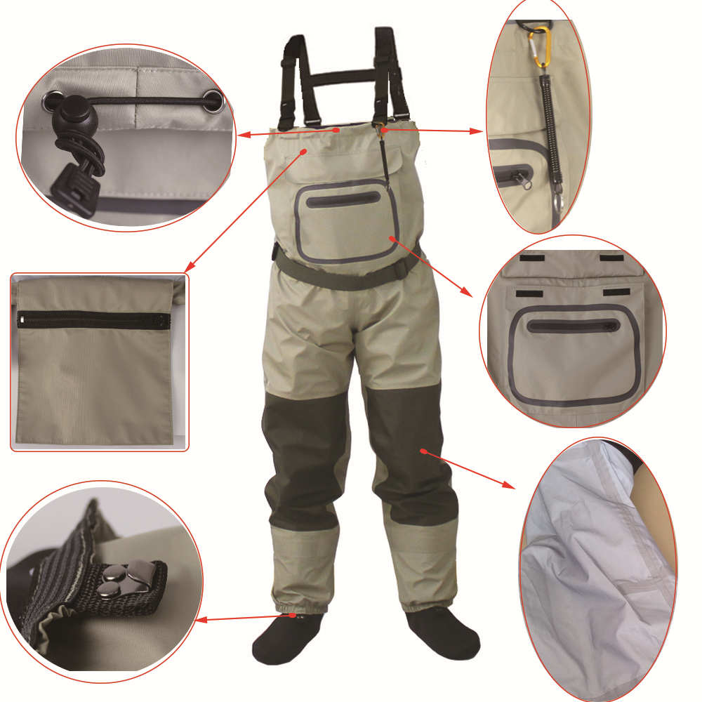 Fly Fishing Chest Waders Breathable Waterproof Stocking foot River Wader Pants