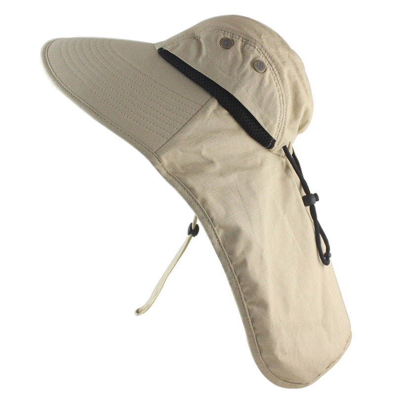 Summer Sun Hat Men Women Cotton Boonie Hat with Neck Flap Outdoor UV Protection