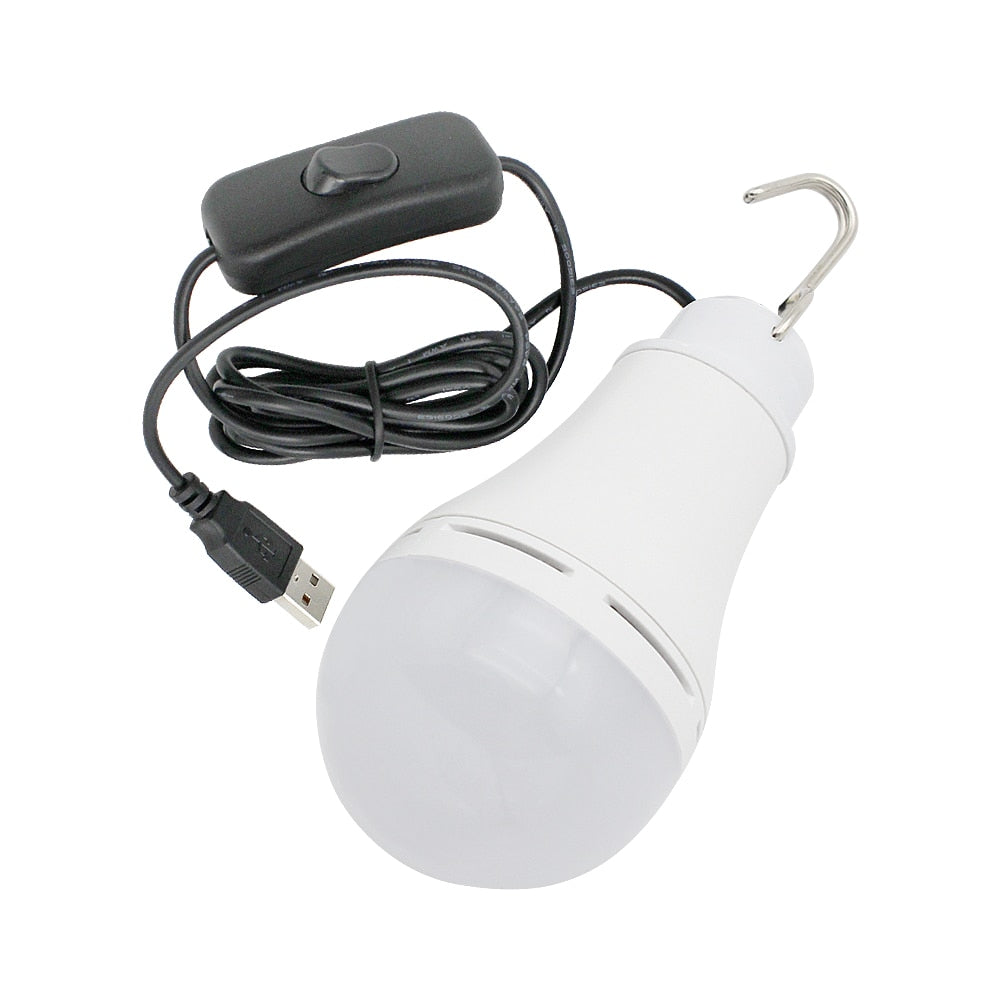 Portable Lanterns 5W USB LED Bulb Light With Switch Button Home Emergency Night