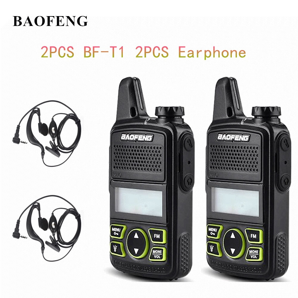 2PCS Baofeng BF-T1 Mini Portable two way Radio BFT1 UHF 400-470MHz 20CH Ham