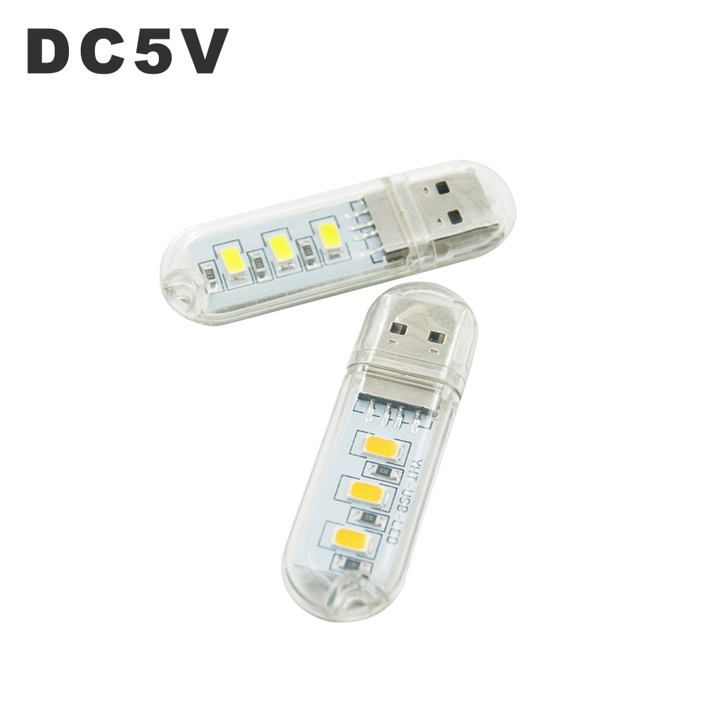 LED USB Night Light Portable U Disk Lamp 3LEDs 1.5W Reading Lamps Colorful Mini