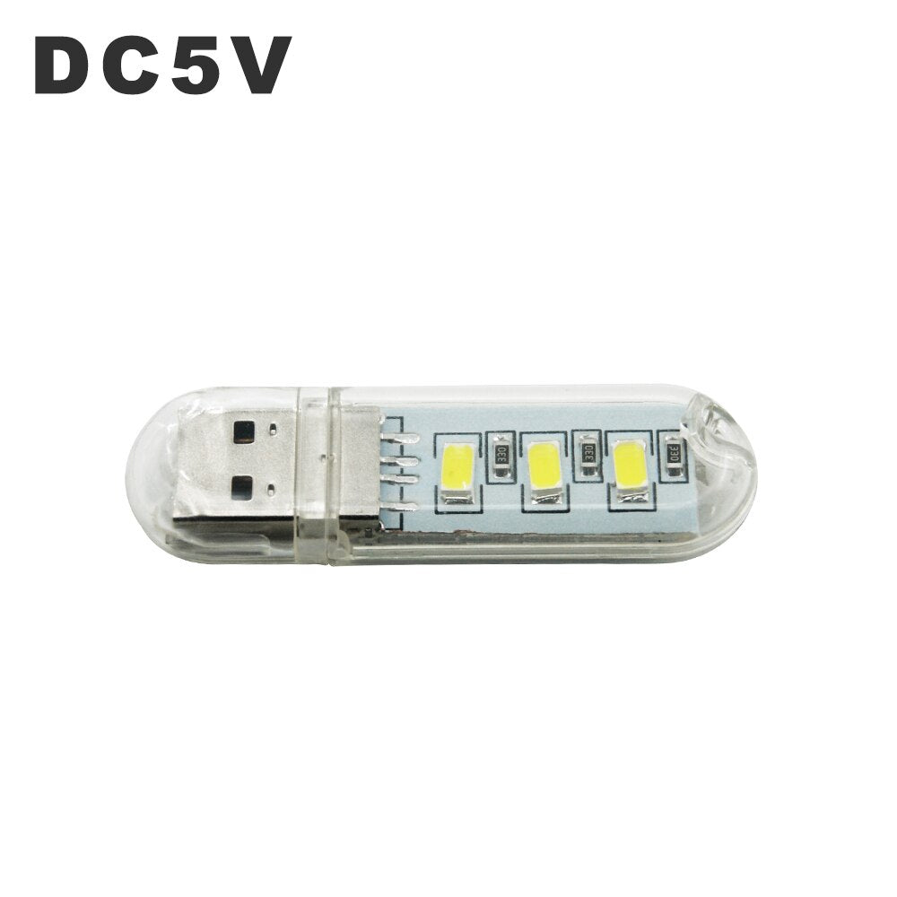 LED USB Night Light Portable U Disk Lamp 3LEDs 1.5W Reading Lamps Colorful Mini