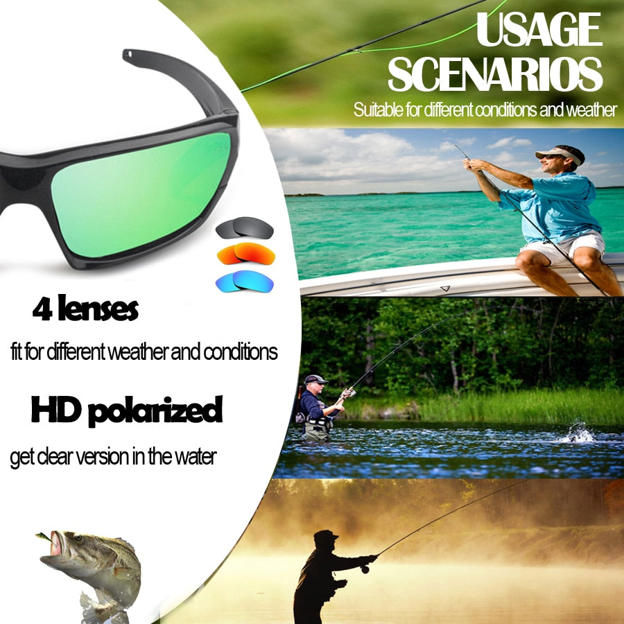 NEWBOLER Fishing Sunglasses 4 Polarized UV lens Camouflage Frame Men Women