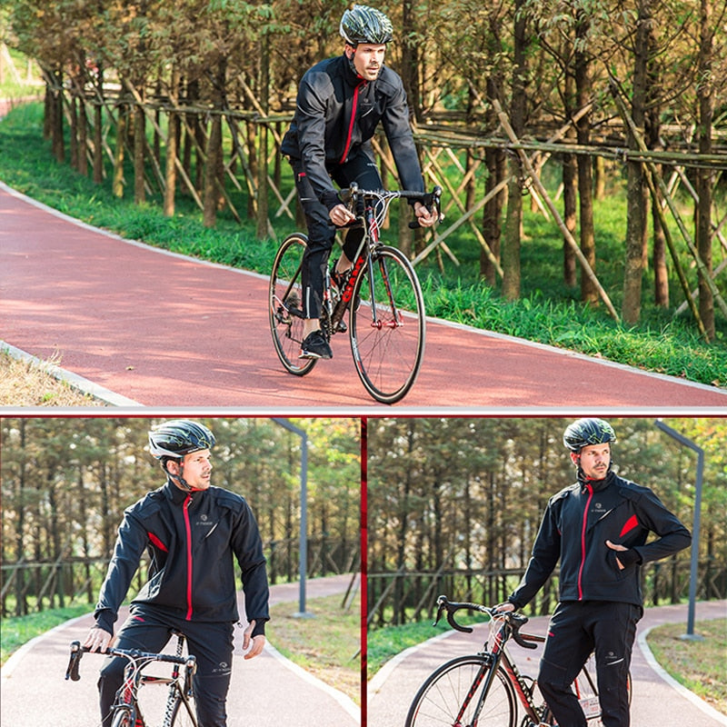 X-TIGER Winter Fleece Thermal Cycling Jacket Coat Windproof Bicycle Clothing Jacket