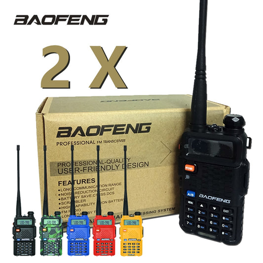 2Pcs Baofeng UV-5R Walkie Talkie CB Ham Radio Station 5W 128CH VHF UHF Dual Band