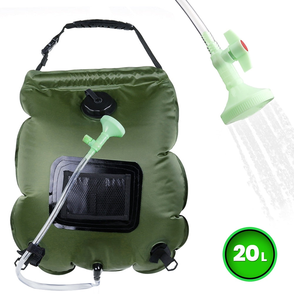 20L Portable Shower Bag with Switch Hose and Plastic Head Large Capacity Water