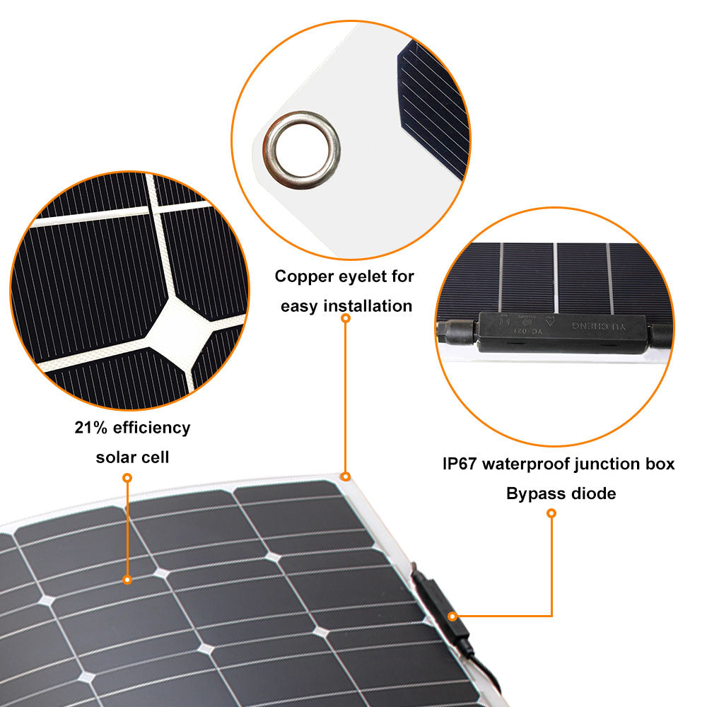 Solar panel kit and 300w 200w 100w flexible solar panels 12v 24v high efficiency battery