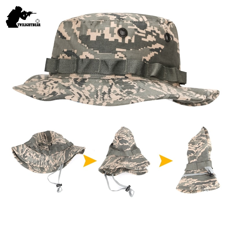 US Army Camouflage BOONIE HAT Thicken Military Tactical Cap Hunting Hiking Climbing