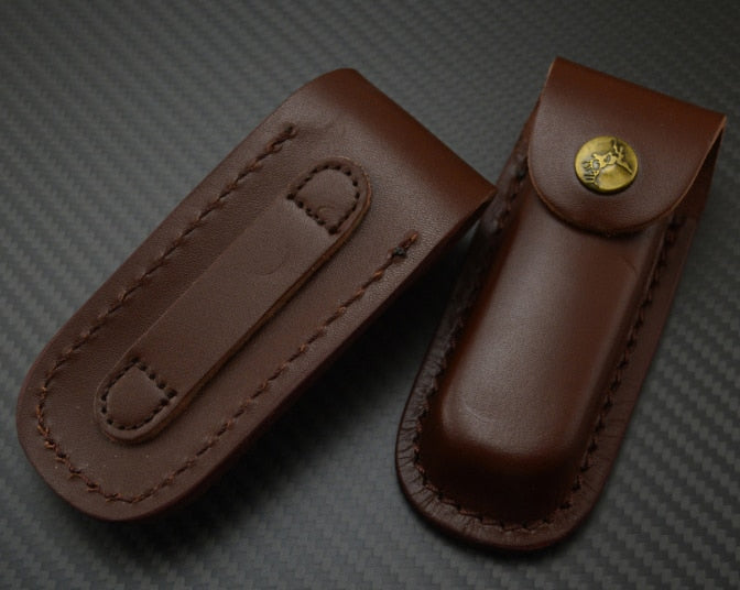 1piece Brown Fold Knife Tool Flashlight Belt Loop Case Holder Leather Sheath Pocket