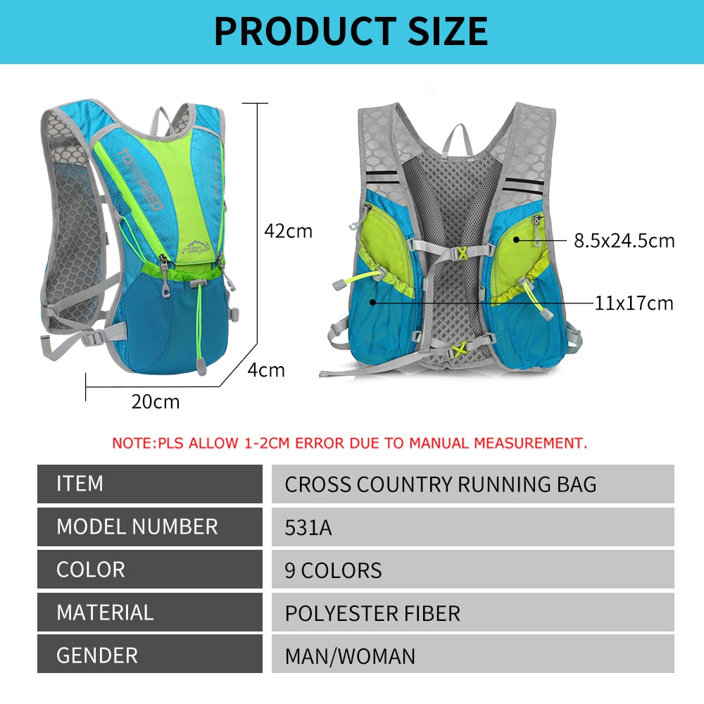 Running, cycling, trail running, hiking, marathon, ultra-light outdoor water bag backpack