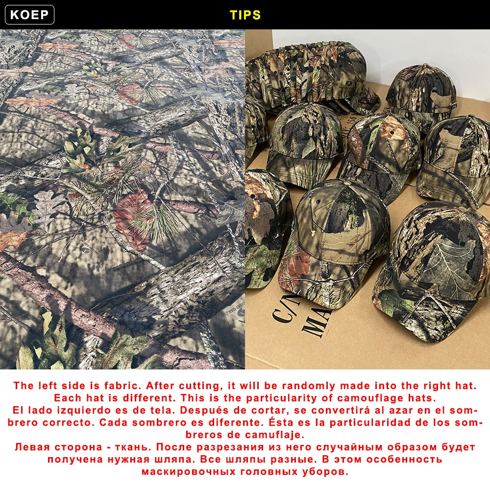 KOEP New Camo Baseball Cap Fishing Caps Men Outdoor Hunting Camouflage Jungle