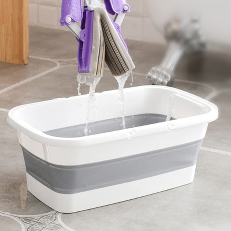 Folding Wash Silicone Mop Bucket Portable Handle Household Cleaning Tools