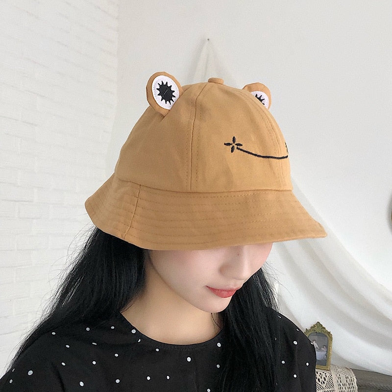 2022 Frog Bucket Hat for Women Summer Autumn Plain Female Panama Outdoor