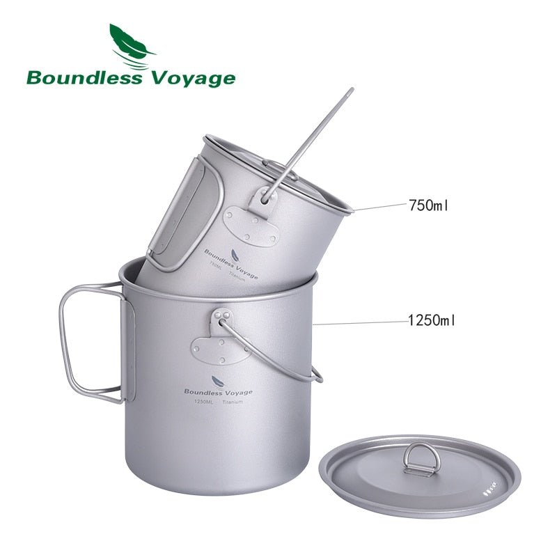 Boundless Voyage Camping Cup Titanium Mug Outdoor Pot Lightweight Cookware Picnic