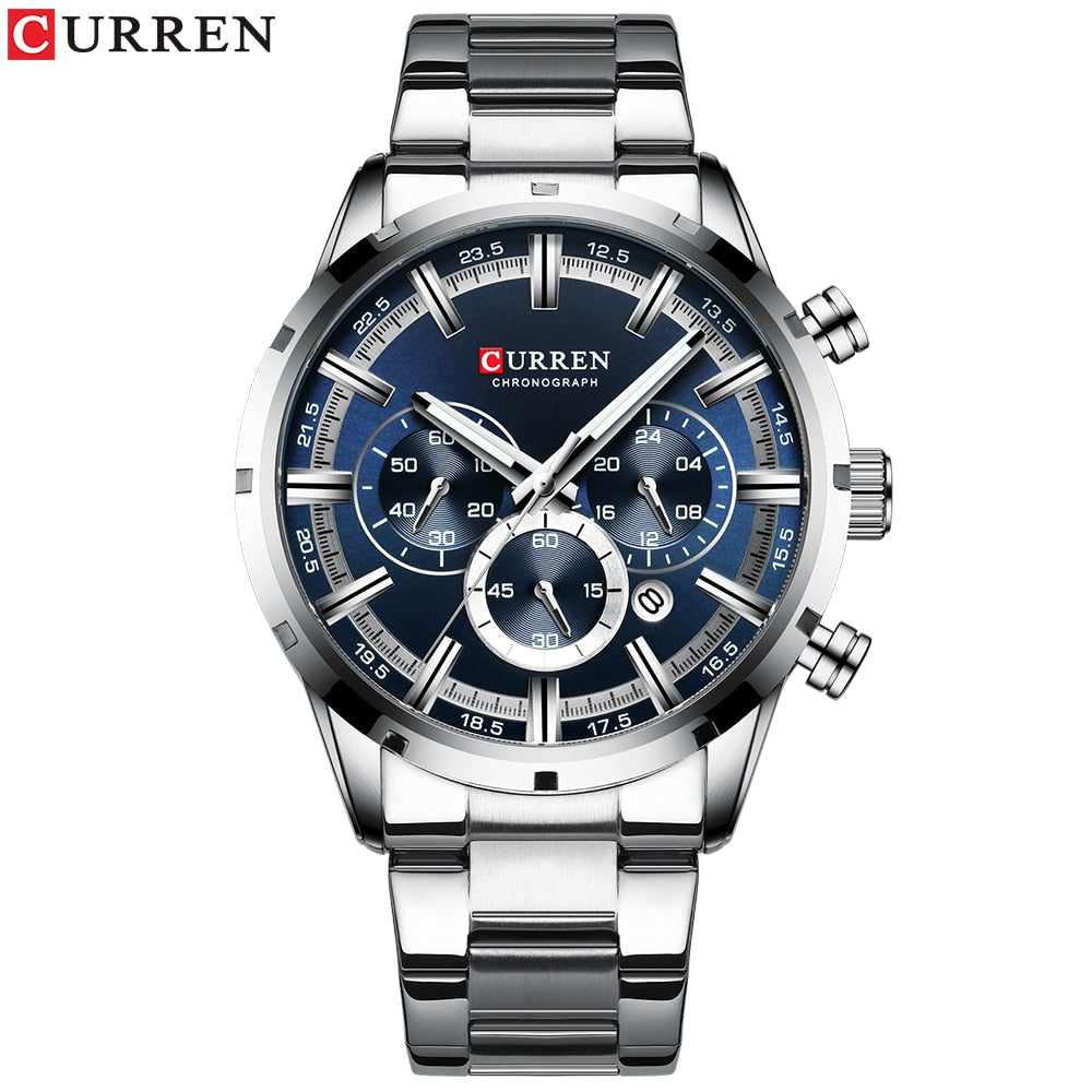 CURREN New Fashion Watches with Stainless Steel Top Brand Luxury Sports Chronograph