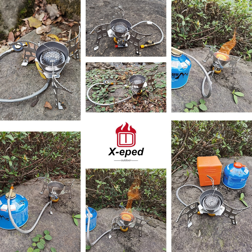 X-eped Camping Gas Stove Windproof Portable Outdoor Backpack Stove Folding Lighter