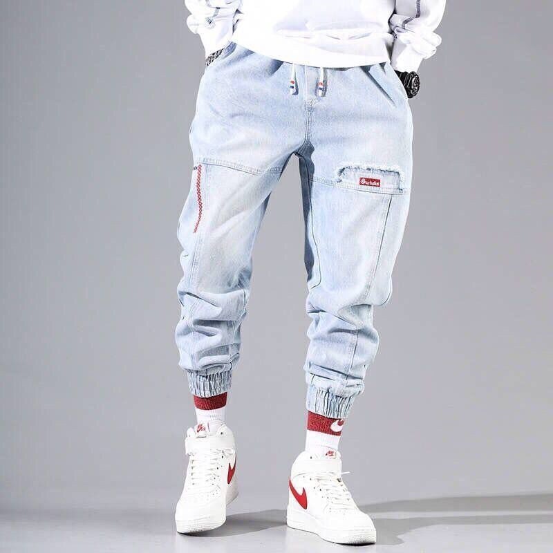 2022 New Streetwear Hip Hop Cargo Pants Men&#39;s Jeans Elastic Harun Joggers