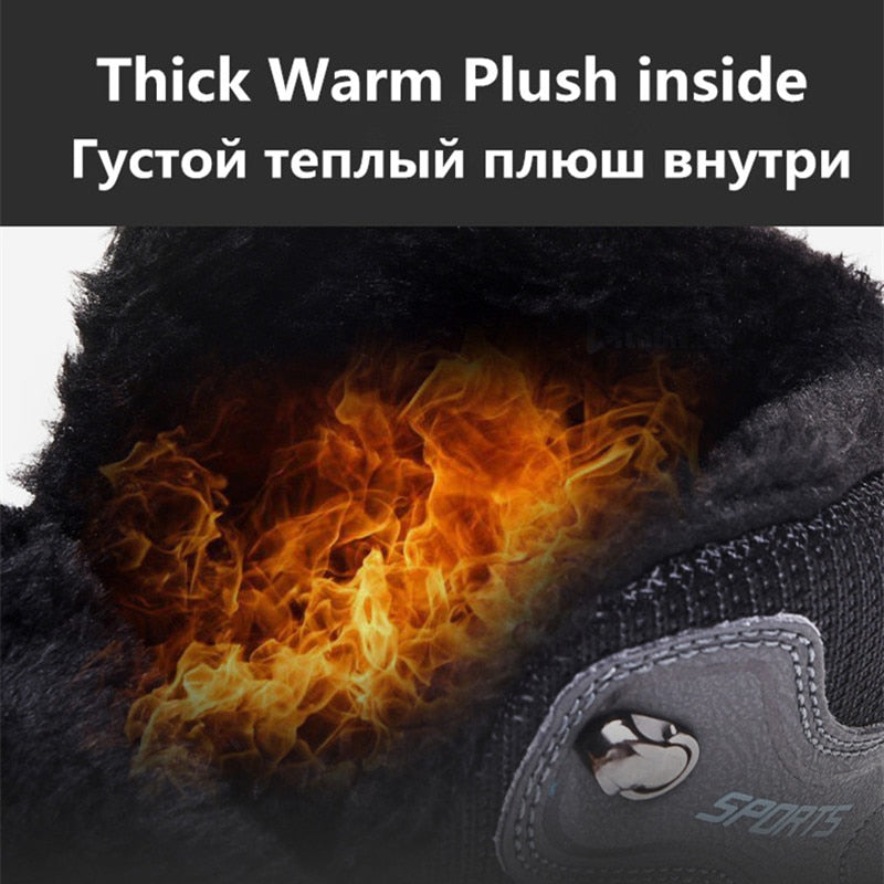 Brand Winter Men&#39;s Boots Plush Warm Men&#39;s Snow Boots Waterproof