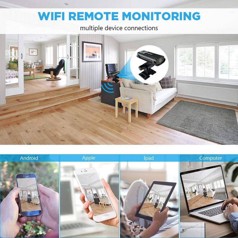 Mini Home Security Camera PNZEO 1080P HD Wireless WiFi Remote View  Super Mini