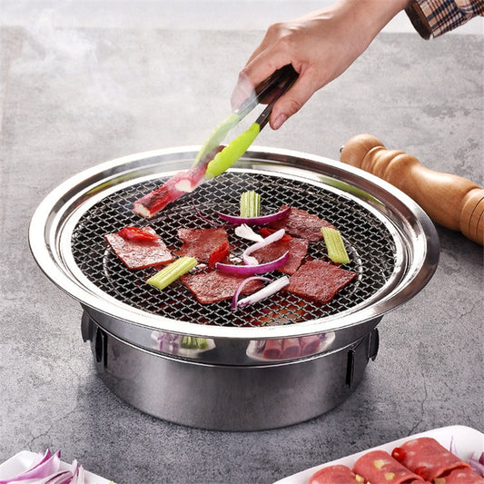 Korean Charcoal Barbecue Grill Stainless Steel Non-stick Barbecue Tray Grills Portable