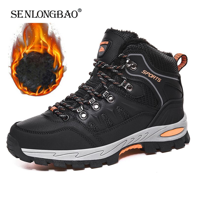 Brand Winter Men&#39;s Boots Plush Warm Men&#39;s Snow Boots Waterproof