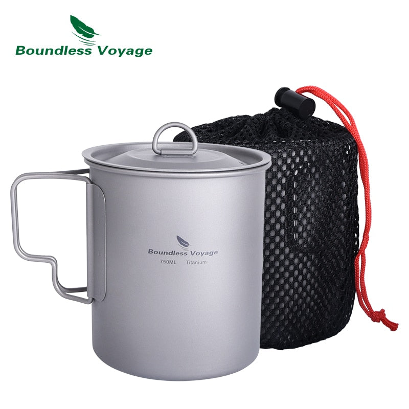 Boundless Voyage Camping Cup Titanium Mug Outdoor Pot Lightweight Cookware Picnic