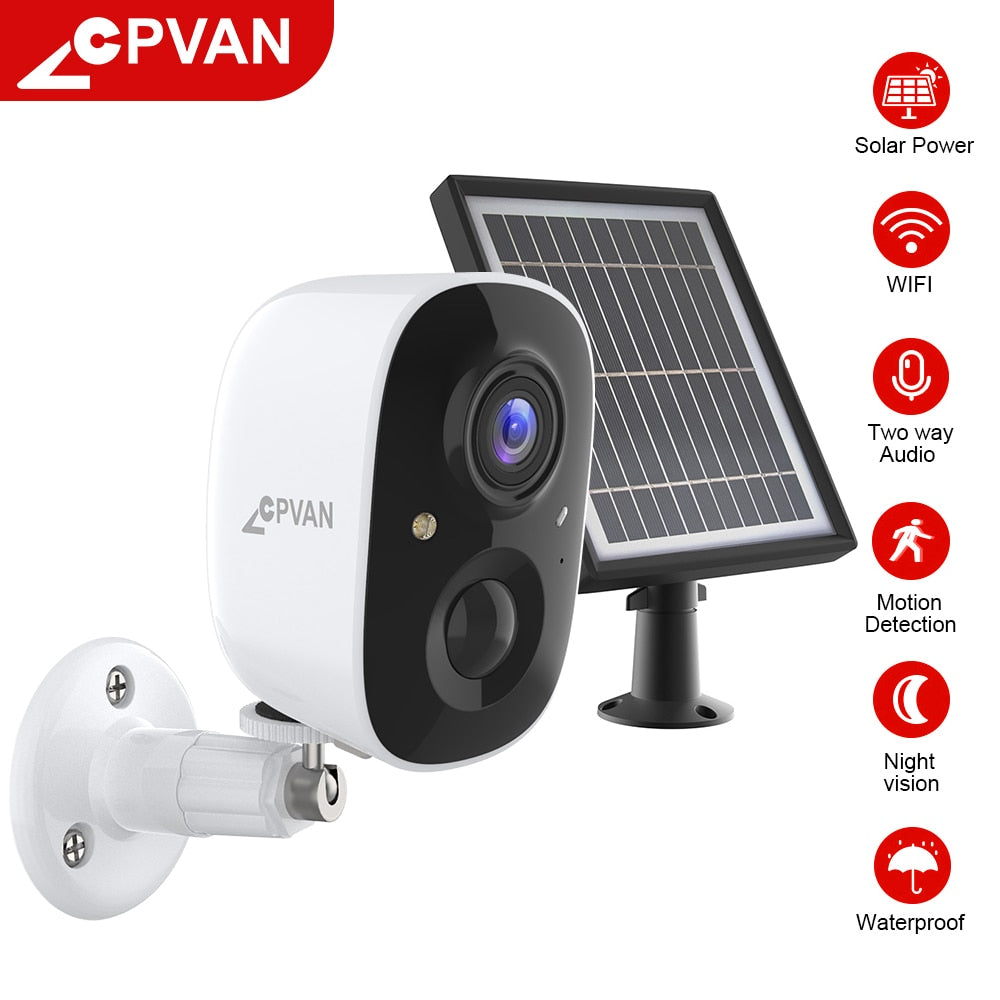 CPVAN Outdoor Solar IP Camera 1080P Wireless Home Security IP65 Spotlight Cam