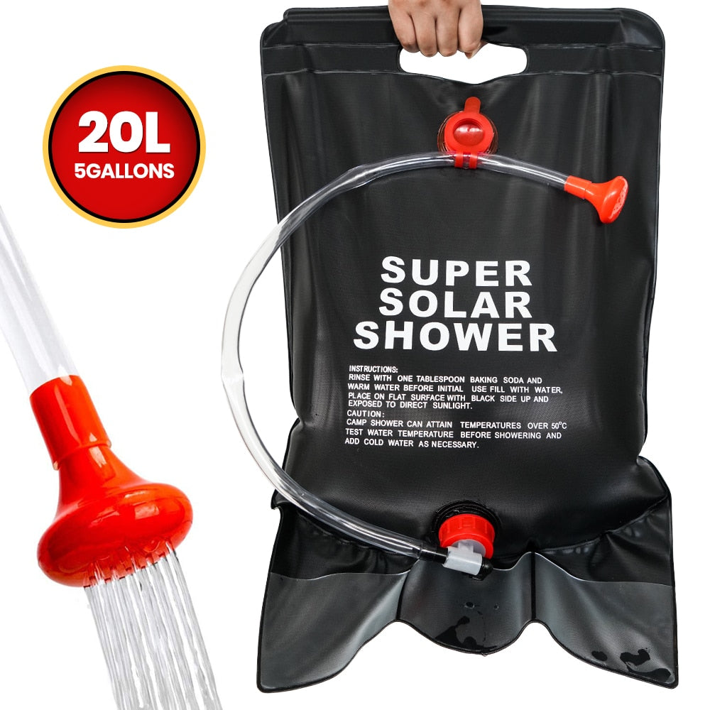 20L Portable Shower Bag with Switch Hose and Plastic Head Large Capacity Water