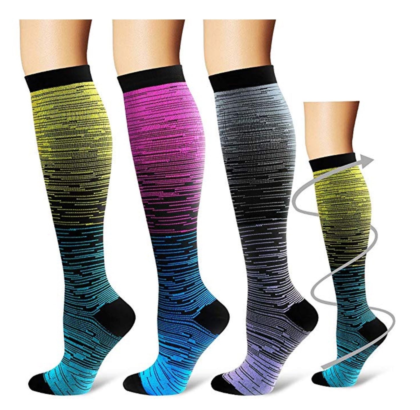 3 Pairs Compression Socks for Women Men - Best Medical Stockings,Nursing,Hiking