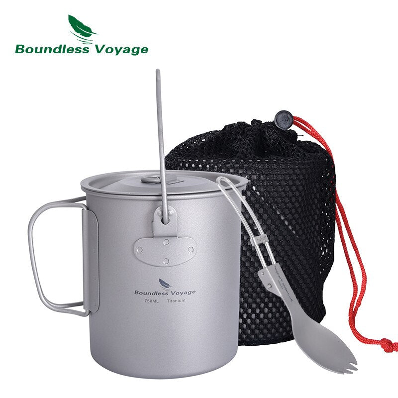 Boundless Voyage Camping Cup Titanium Mug Outdoor Pot Lightweight Cookware Picnic