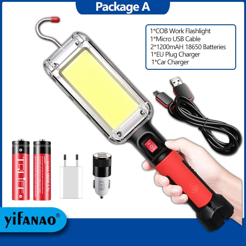 LED Work Light Powerful Portable Lantern Hook Magnet Camping Lamp COB USB