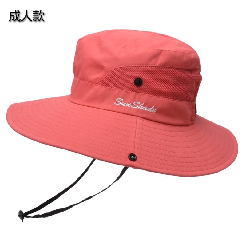 New Parent-child Fishing Hat Outdoor UV Protection UPF 50+ Sun Hat Bucket Hat Women