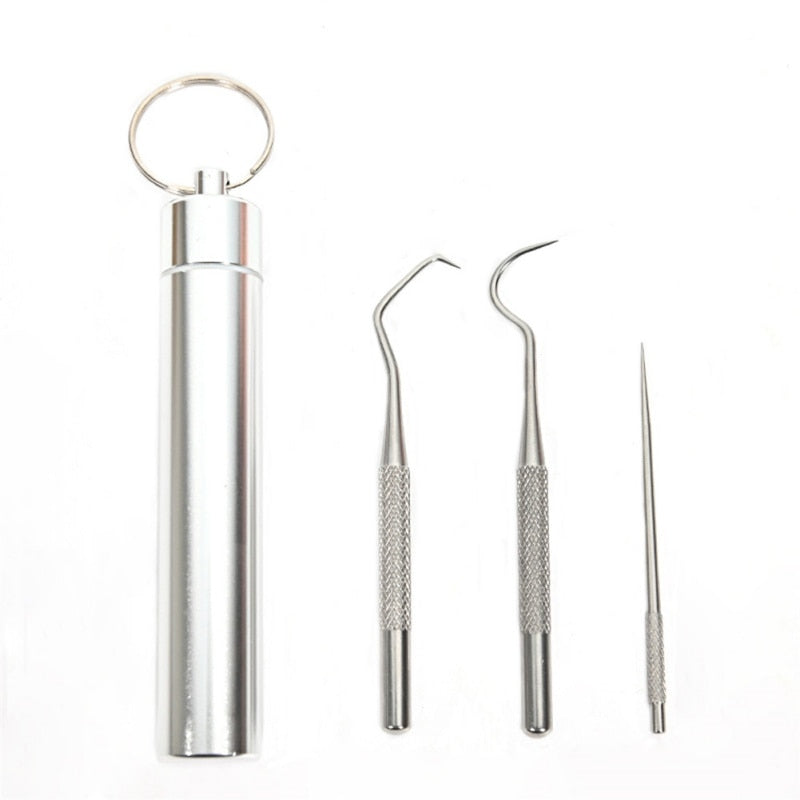 Outdoor EDC Toothpick Bottle Fruit Fork Stainless Steel Toothpick With Protective Case