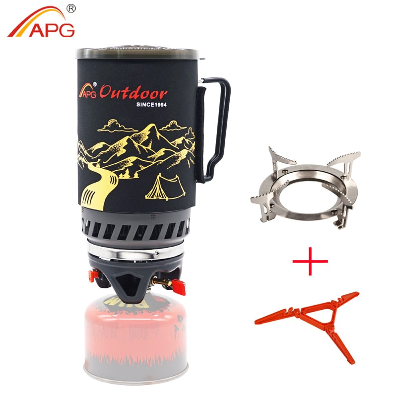 APG Portable Cooking System Outdoor Hiking Stove Heat Exchanger Pot Propane Gas