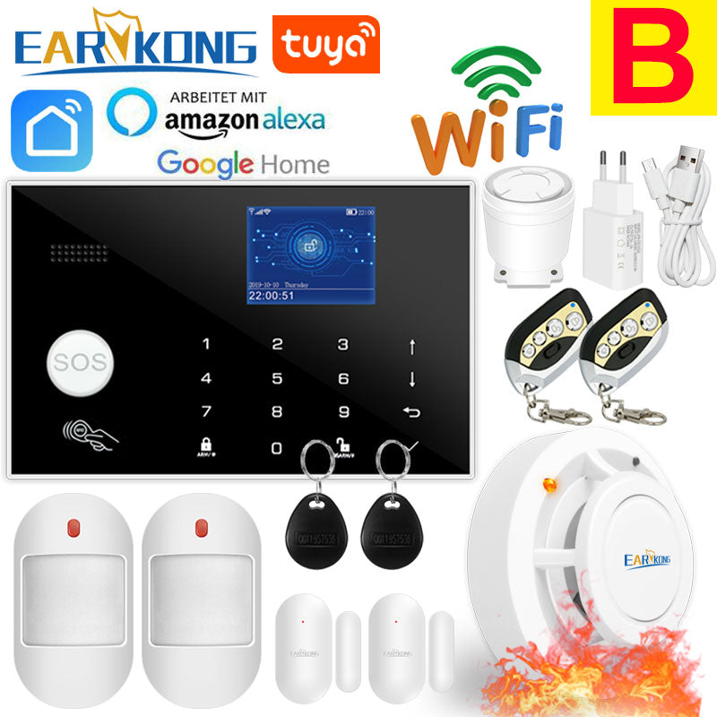 Wifi GSM Alarm System 433MHz Home Burglar Security Alarm Wireless Wired